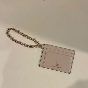 Michael Kors Light pink jet set Card Holder with Gold Chain